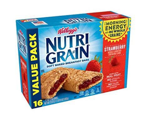 Safe amounts of glyphosate: Kellogg’s Nutrigrain Soft Baked Breakfast Bars, Strawberry